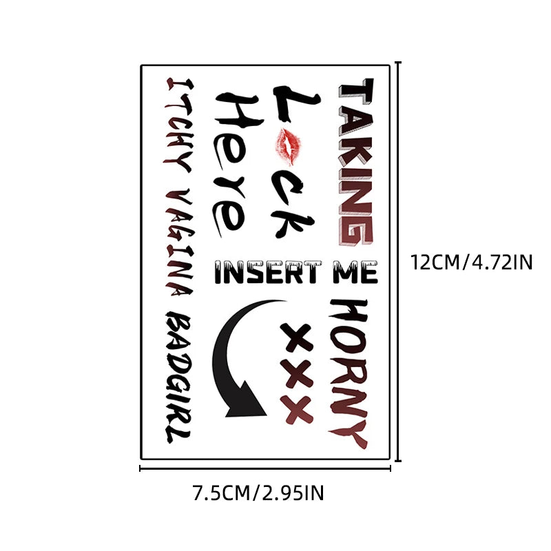 Sexy Sentence Text Temporary Sticker Waterproof Colored Chest Ankle Waist Tattoo Sticker Couple Sticker Qme