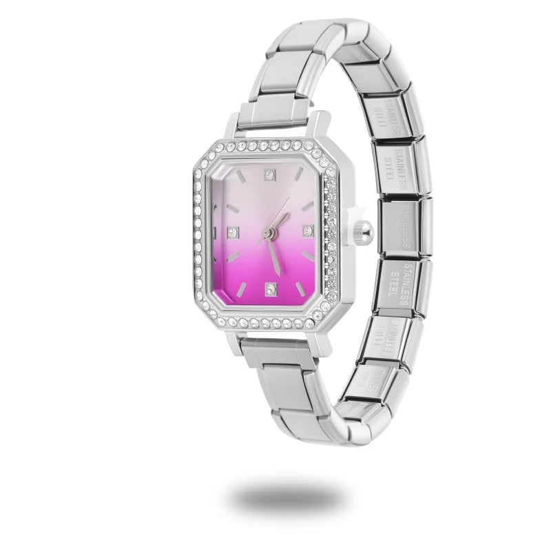 Y2K Colored Dial Fashion Women's Stainless Steel Zircon Square Watch DIY 9mm Width Bracelet Head ForParty Friend DIYJewelry Gift Qme S 38