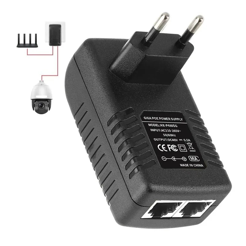2PCS 48V 0.5A Non-Standard POE Power Supply US UK EU Plug POE Injector Adapter Module Qme US