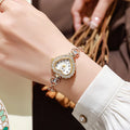 1/3 PCS Relógio Feminino Moda Diamante Artificial em forma de coração Dial Pulseira Relógios de Pulso de Quartzo Qme Gold