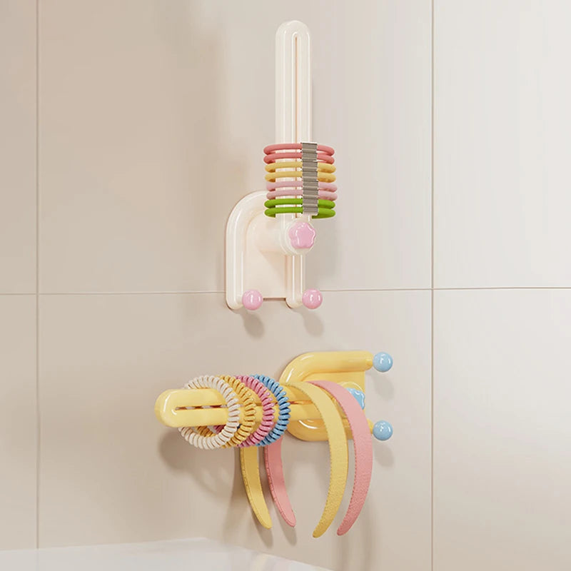 Scrunchies Storage Rack Kitchen Plastic Hairband Hook L-shape Space Qme