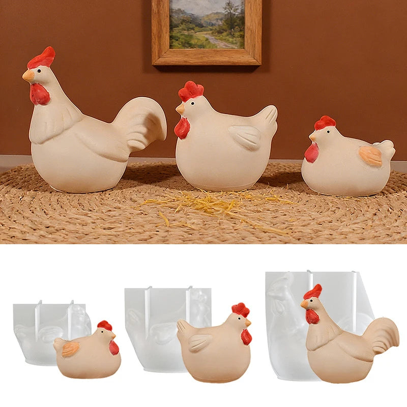 3D Chicken Candle Silicone Mold Cute Chicken Crafts Plaster Resin Cement Mould DIY Animal Soap Making Tool For Easter Home Decor Qme