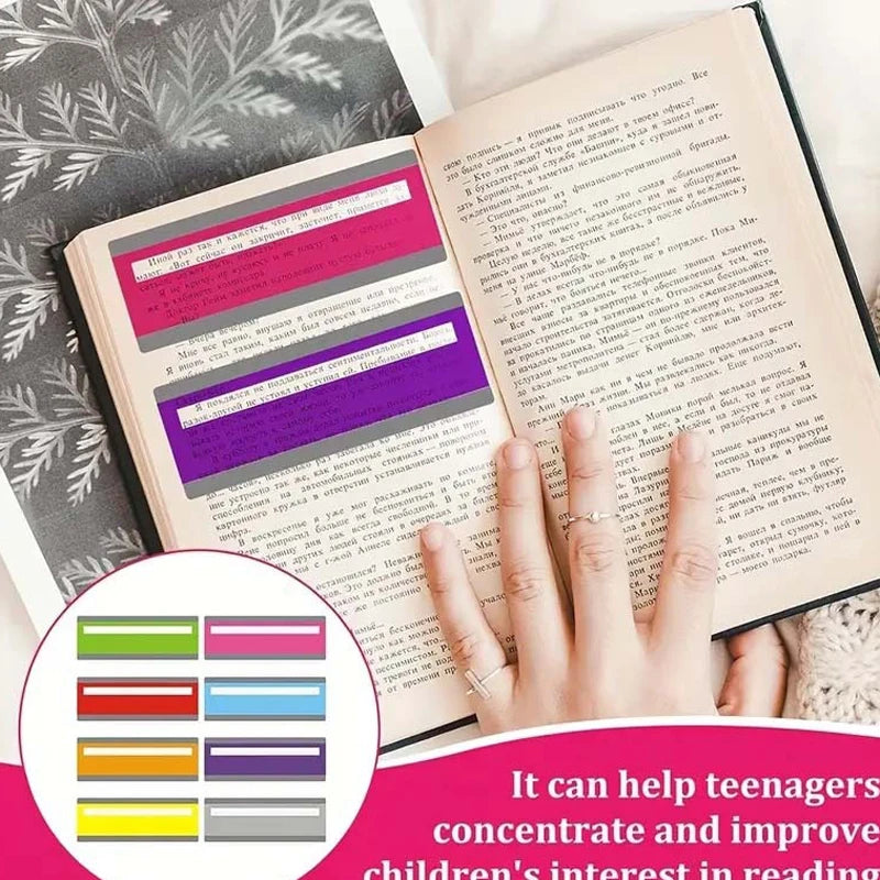 1-8 Pieces Large Size Guided Reading Strips Highlight Overlays Multicolor Reading Tracking Rulers for Dyslexics Bookmarks Qme