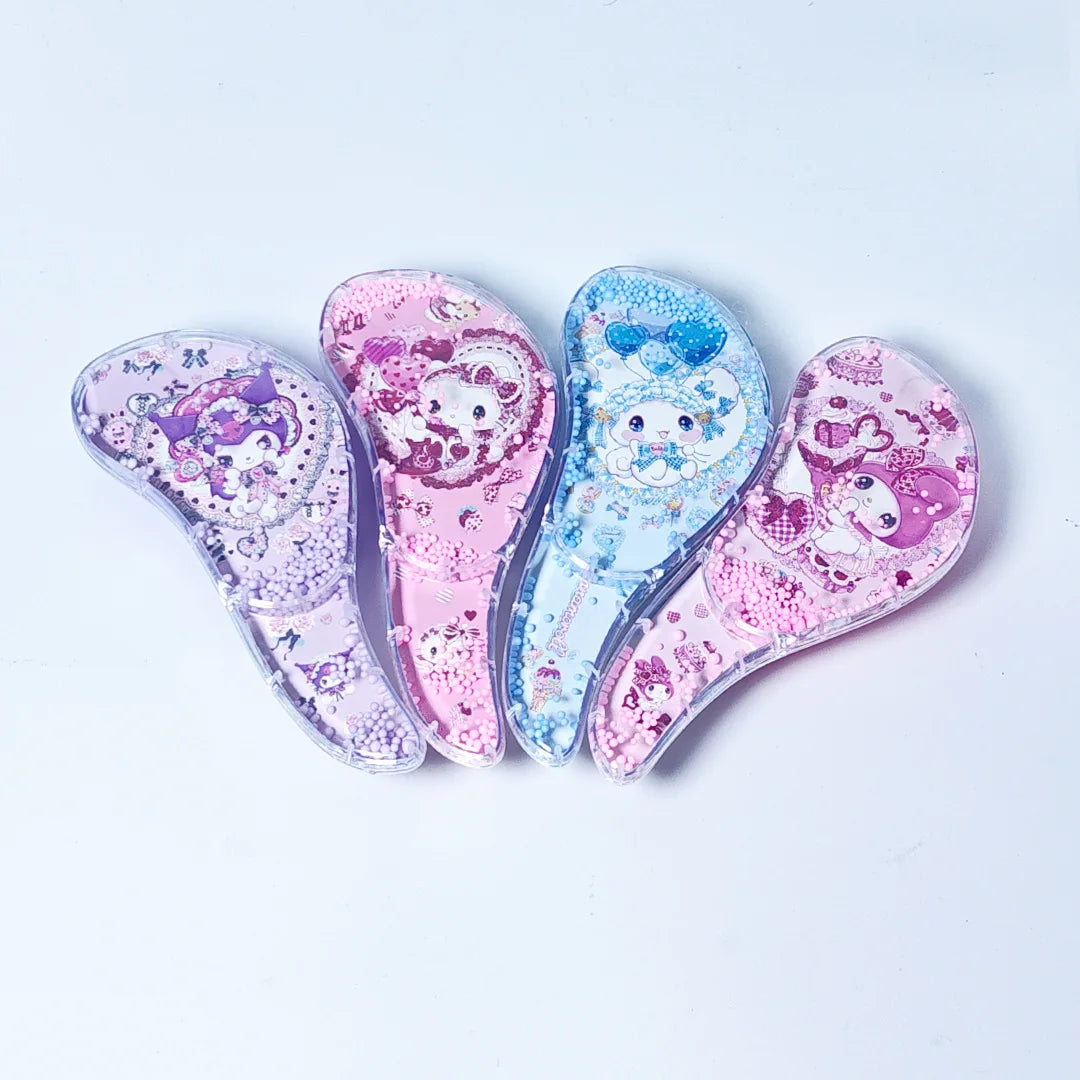 Hello Kitty Kuromi S-Shaped Transparent Cartoon Comb Student Anti-Tangle Massage Comb Hair-Smoothing Plastic Hair Comb Qme 003Random Style