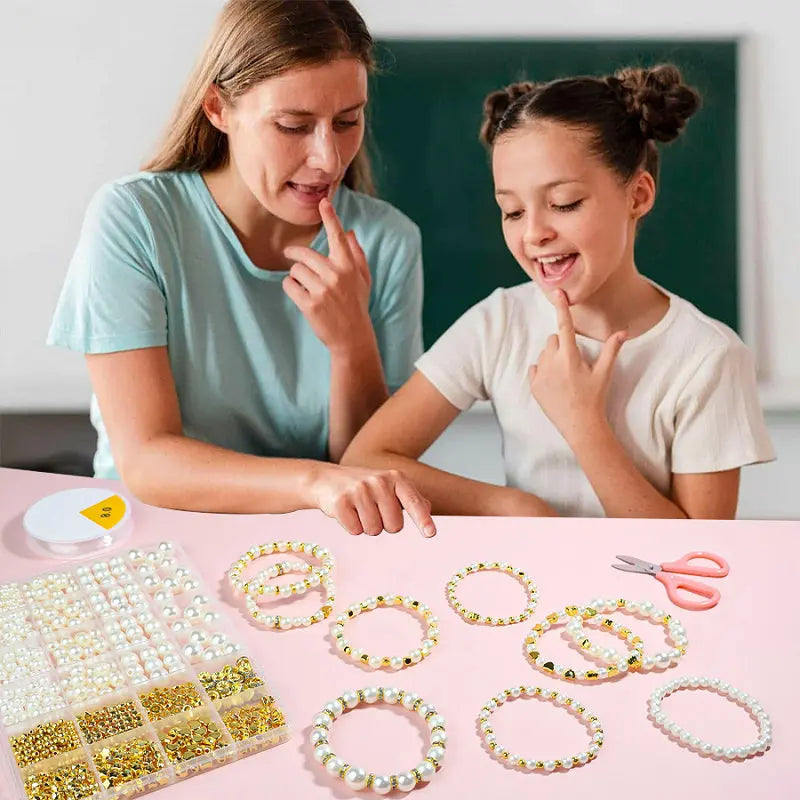 Golden Spacer Beads For Bracelets Making Kit Assorted DIY Pearl Beads Acrylic Alphabet CCB Beads Kit For Jewelry Making Supplies Qme