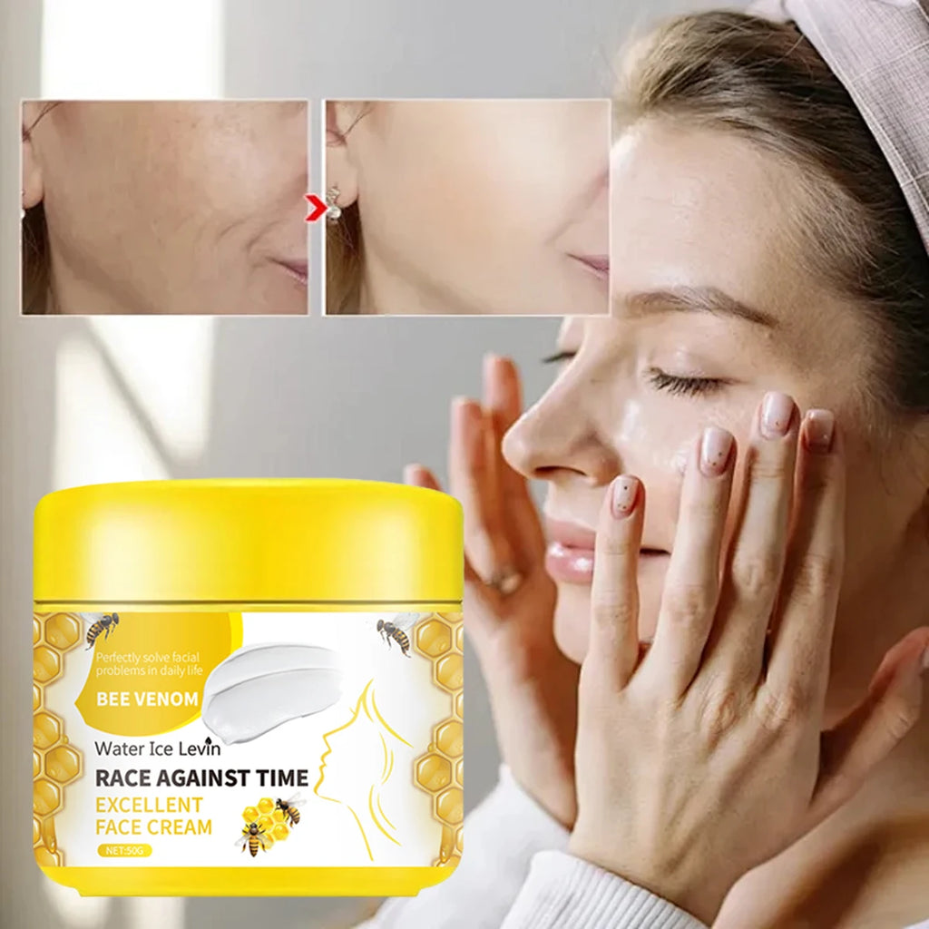 Face Cream with Bee Venom & Niacinamide - Hydrating & Firming Formula with Collagen & Salicylic Acid for All Skin Types Qme