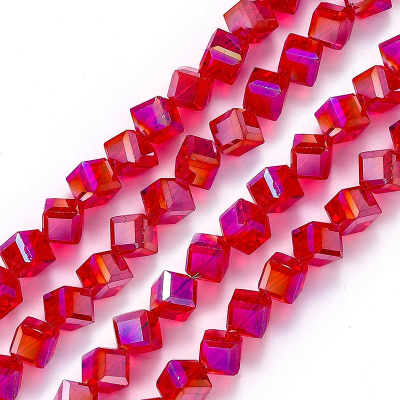 4-8mm Cube Crystal Glass Beads for Jewelry Making Faceted Square Crystal Glass Beads for Bracelet Earring Necklace DIY Craft Qme Color 12 6mm-78pcs