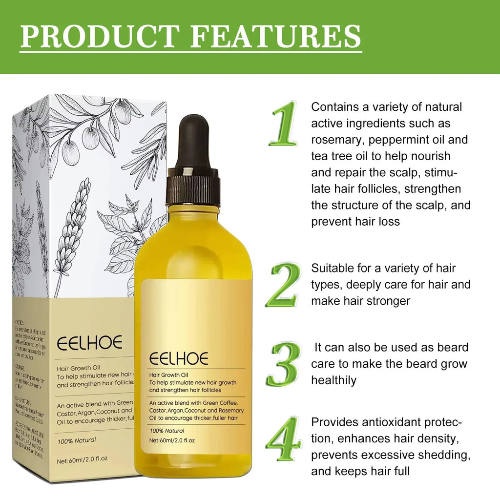 Natural Hair Growth Oil Rosemary Anti Hair Loss Regrowth Moisturizing Repair Anti Baldness Fast Hair Growth Serum Oil Qme