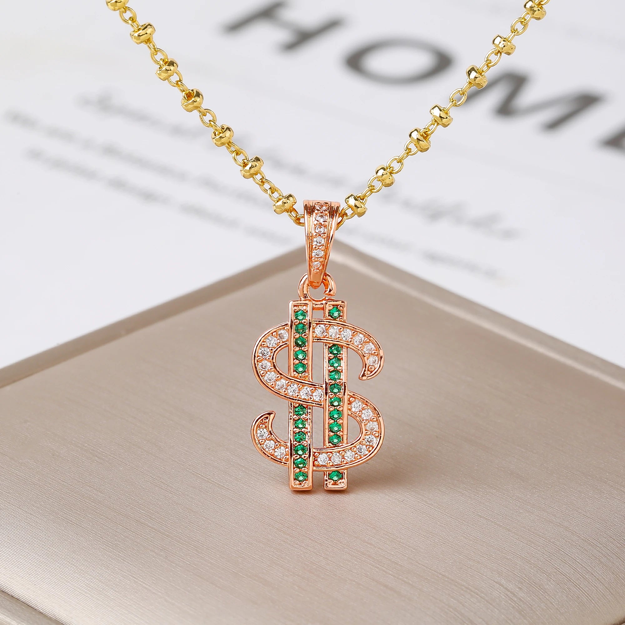 Lucky Wealth Attracting Gift Dollar Sign Money Bag Zircon Necklace Trendy Amulet Jewelry Birthday Holiday Present for Men Women Qme 5
