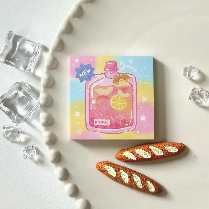 Cute Cartoon Food Series Memo Sticker Message Paper DIY Non Sticky Qme A9