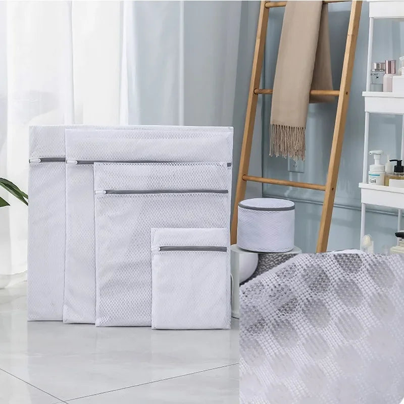 5Pcs Mesh Laundry Bags Durable Honeycomb Mesh Laundry Organizer Bags Reusable Washing Machines Bag Qme