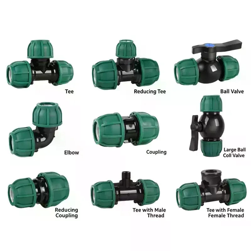 PE Pipe Fittings Quick Connectors Tap Water Pipes Heatless Joints Valves Direct Elbows Tees For Plumbing Irrigation DIY Repair Qme