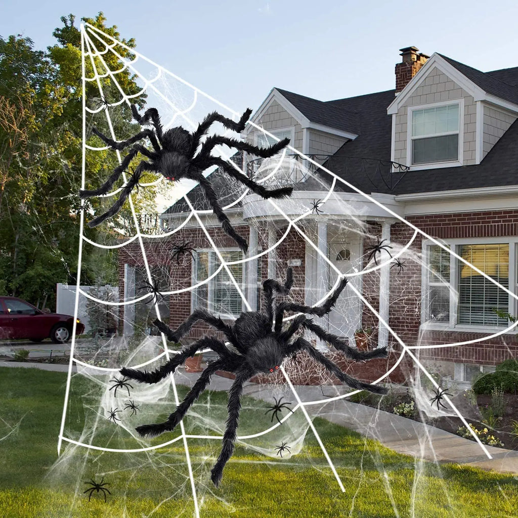 30-200cm Halloween Big Plush Spider Halloween Decoration Horror Giant Black Spider Outdoor Halloween Props Simulated Spider toys Qme
