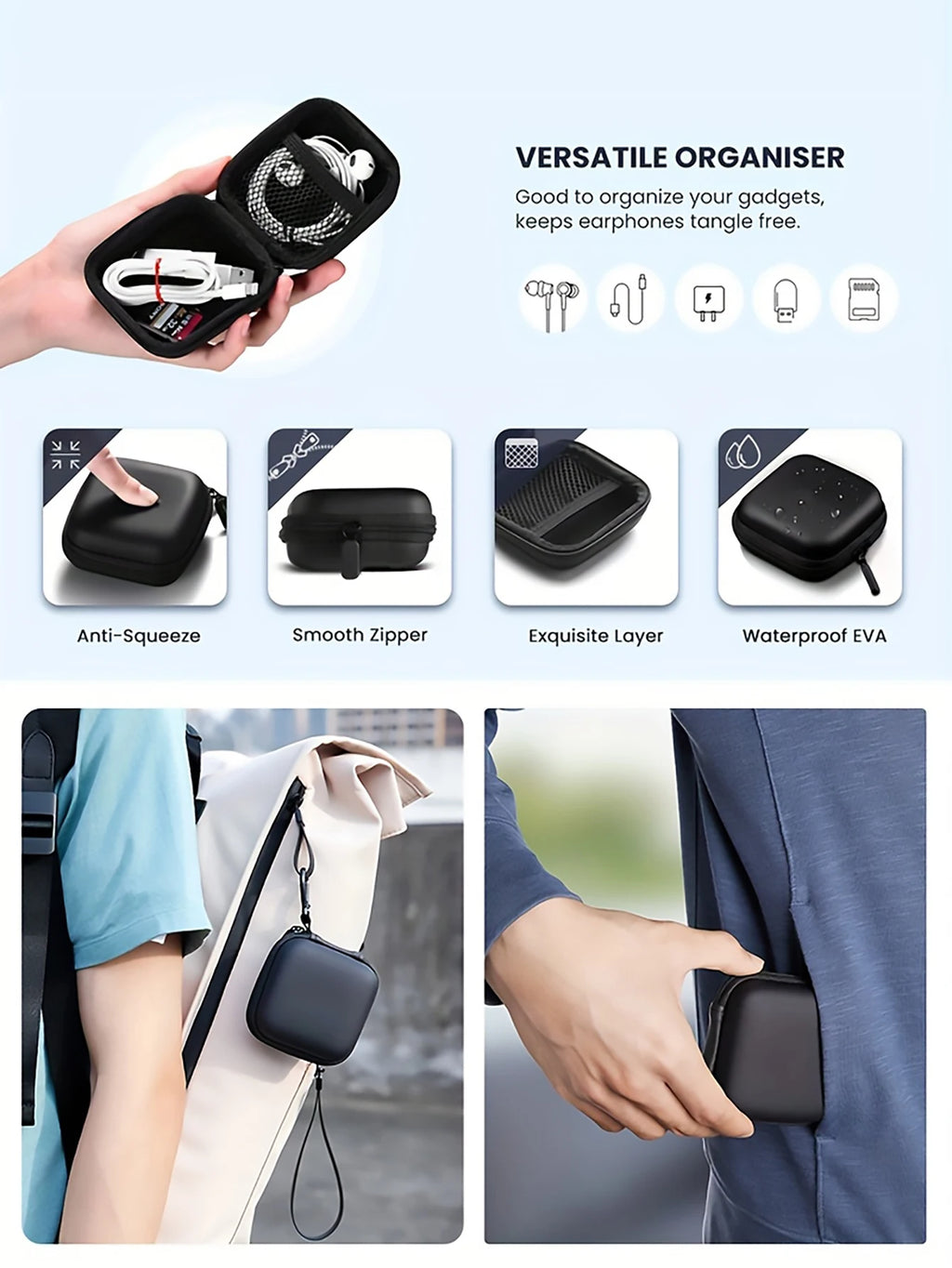 Digital Protective Case Portable Mobile Power Mouse Supply Data Cable Qme