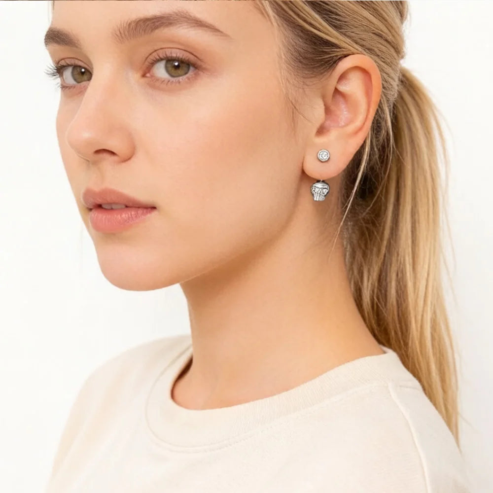 Ear Jackets Skull Stud Earrings Europe Style Fine Jewerly For Women Vintage Gift In Pure 925 Sterling Silver Qme