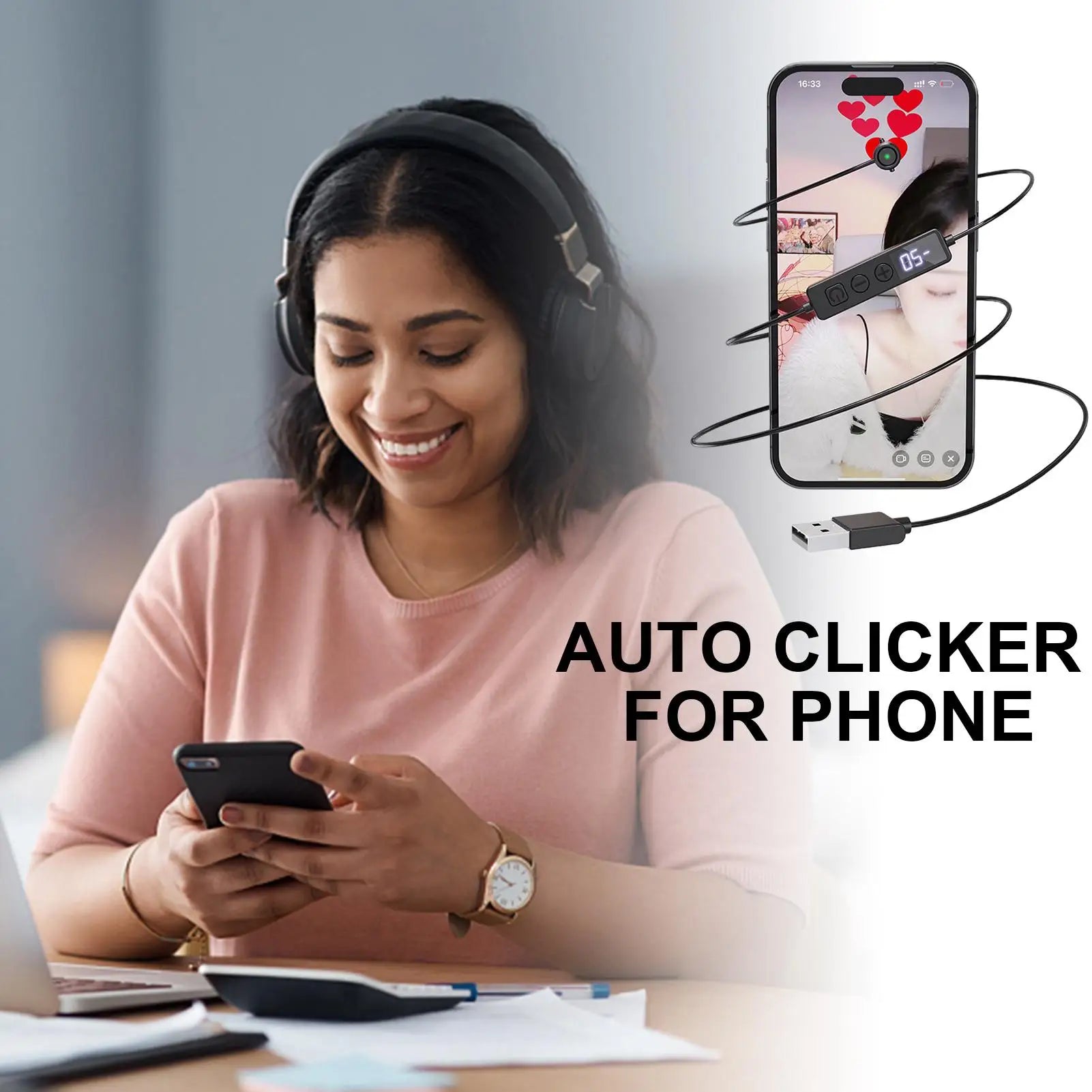 Auto Tapper Phone Clicker Adjustable Speeds Tapping Device Digital Qme