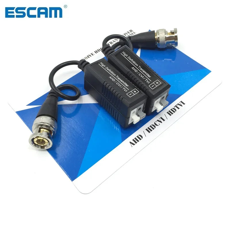 ESCAM HD CCTV Via Twisted Pairs Adapter 720P HD CVI/TVI/AHD Passive Video Balun Male BNC to UTP Cat5/5e/6 Network Camera Qme 5pcs