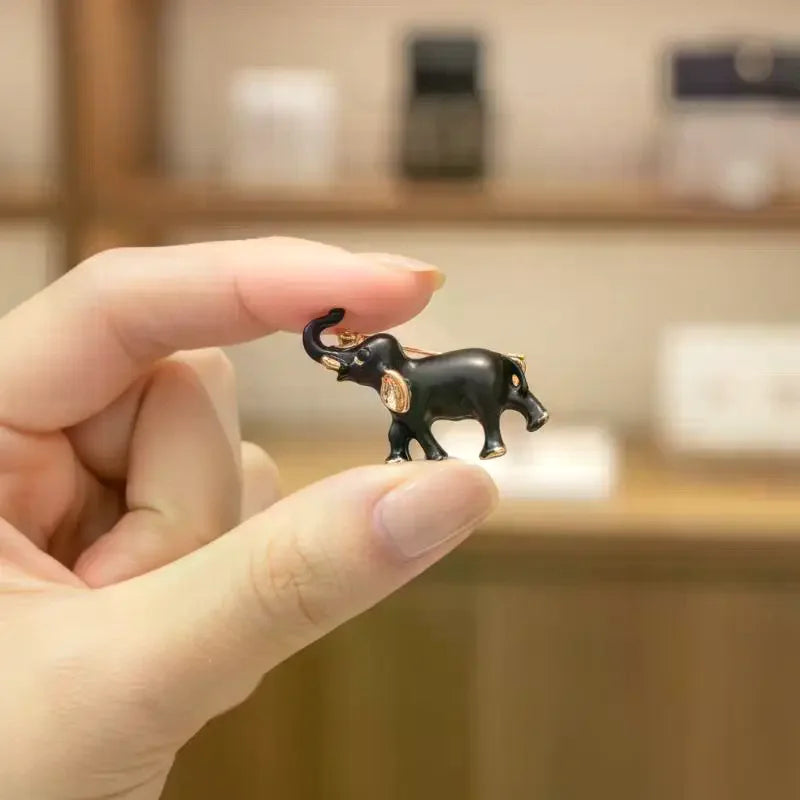 Black Gold Elephant Brooch Set With Shiny Rhinestone And Exquisite Design Perfect For Party Daily Wear Fashion Clothing Qme