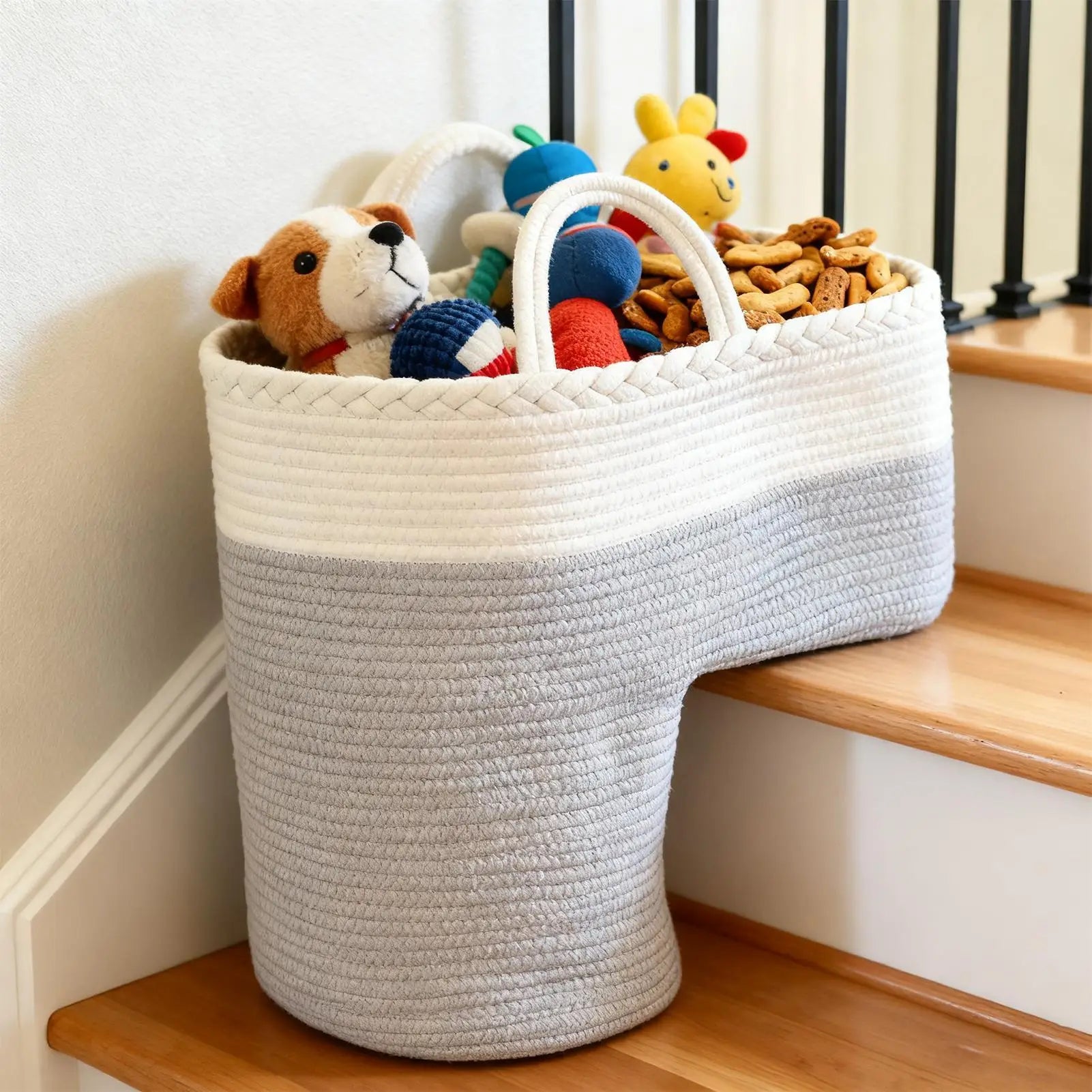 Stair Basket Foldable Woven Large Capacity Step Organizers Staircase Dirty Clothes Basket For Tools Office Apartment Household Qme