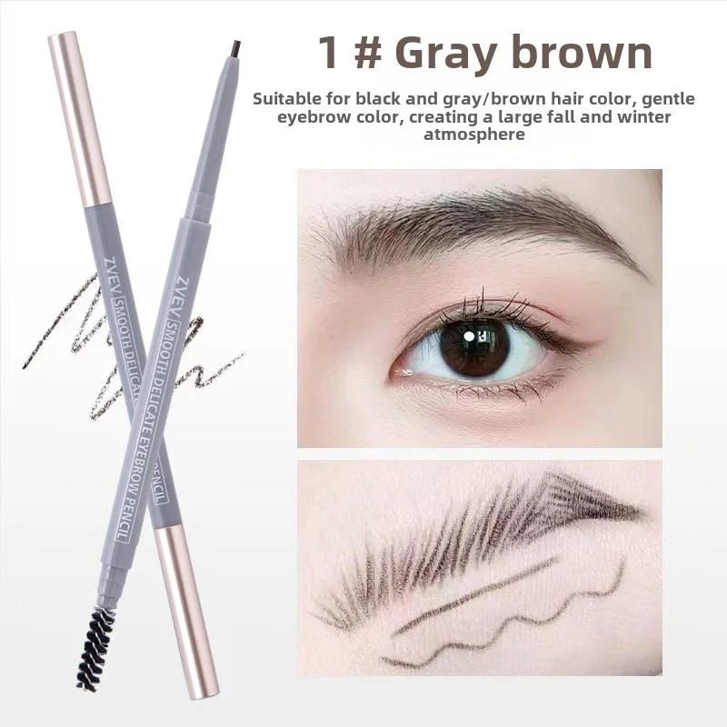 Double-headed Eyebrow Pencil Long-lasting Non-smudged Fine-headed Qme 01 Gray brown