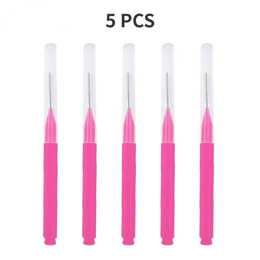 5/10/50PCS Mini Eyebrow Brush Brow Perm Brush Disposable Brow Lifting Brushes Bendable Micro Eyelash Brush Applicators Tools Qme 5PCS Pink