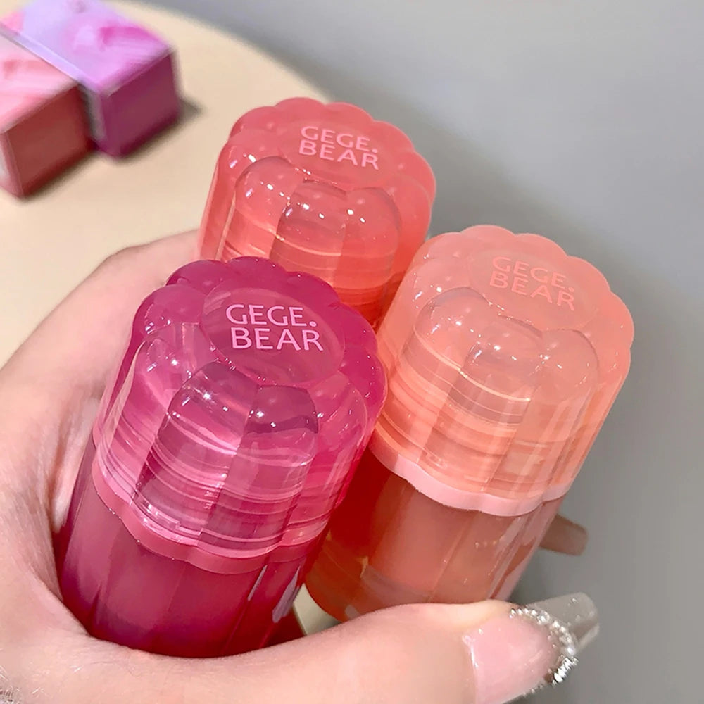 Gege Bear Dual-color Solid Lip Jelly Cannel Mirror Glaze Watery Light Qme