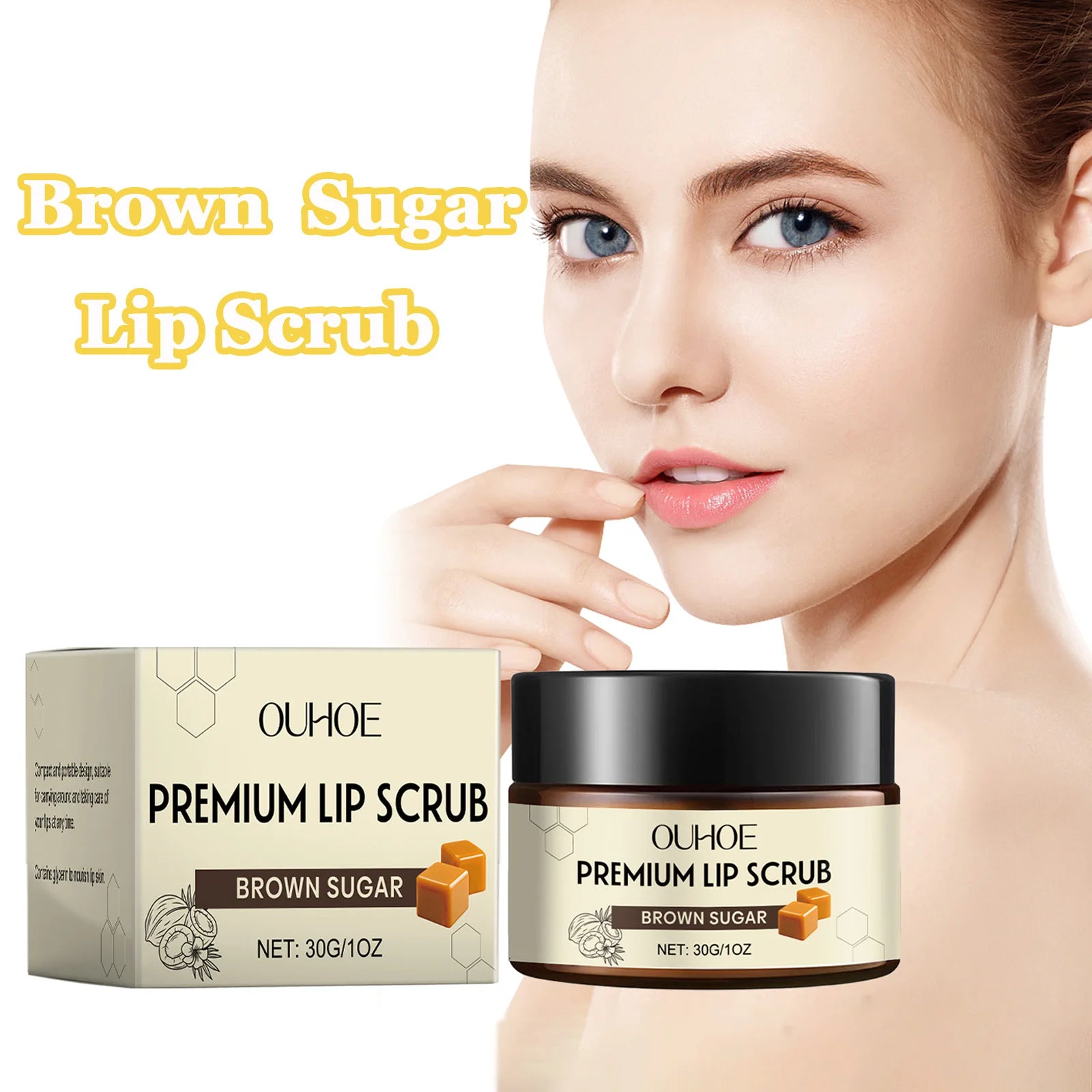Brown Sugar Lip Scrub Gentle Exfoliating Dead Skin Removal Fade Lip Lines Moisturizing Nourishing Dry Chapped Lip Care 30g Qme