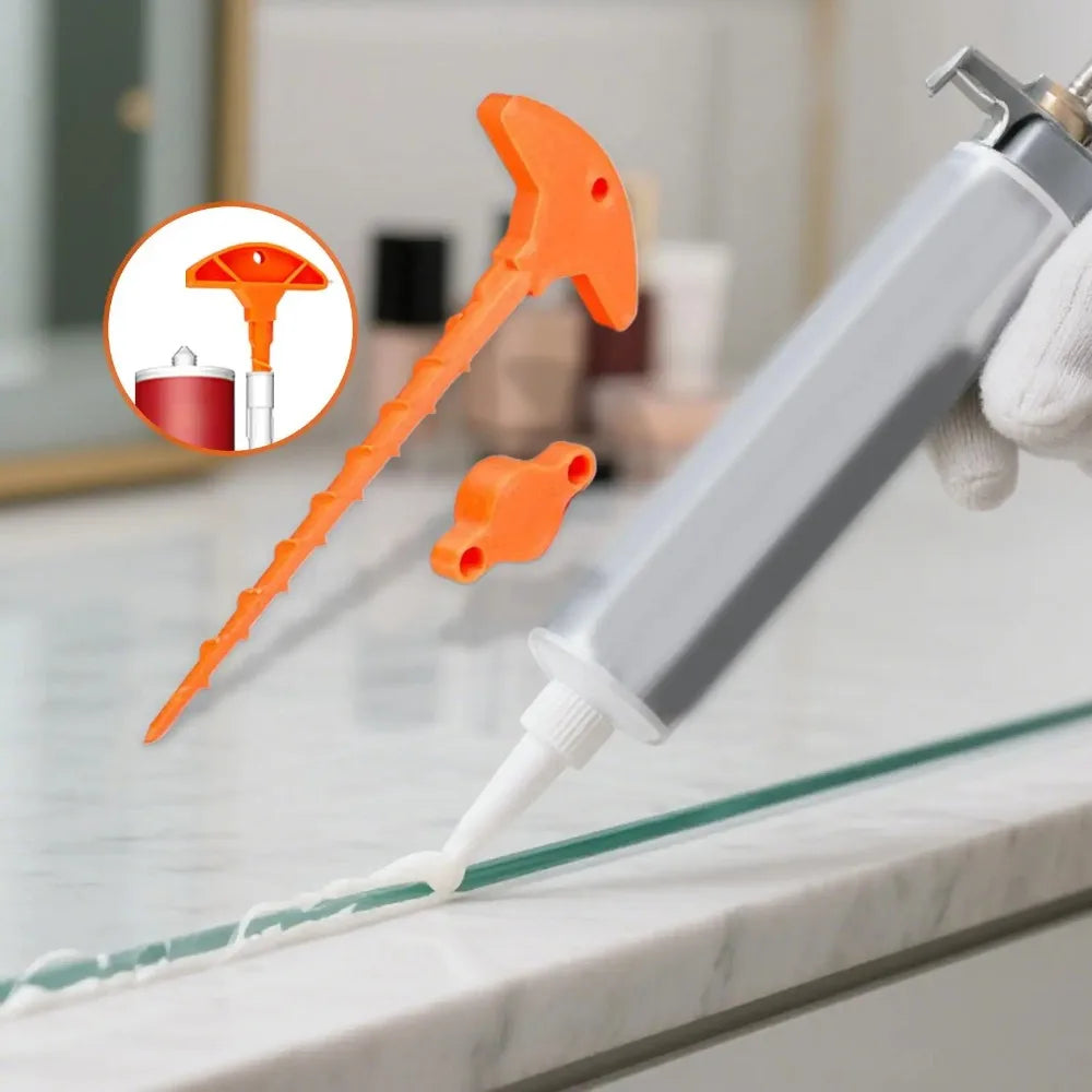 1 Set Glass Glue Sealing Cap Nozzle Cleaning Tools Portable Glass Caulk Tubes Prevents Drying Sealant Gun Nozzle Dredge Tools Qme