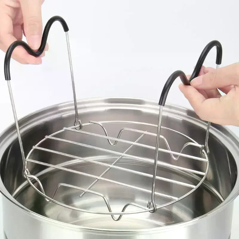 1Pc Steamer Rack Trivet With Heat Resistant Silicone Handles Stainless Steam Rack Pressure Cooker Trivet Qme