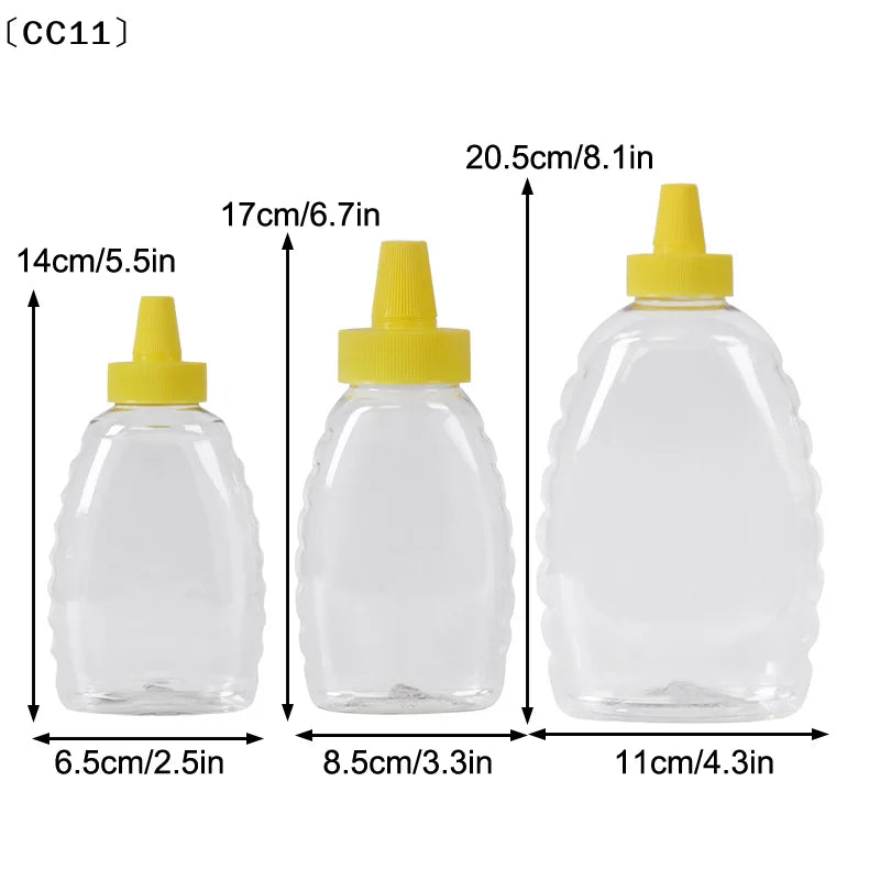 Transparent Reusable Honey Bottles Squeeze Bottle Container Holder Qme
