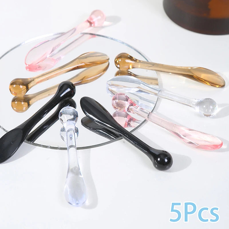 5 Transparent Eye Cream Applicator Acrylic Spoon Roller Facial Qme 5Pcs