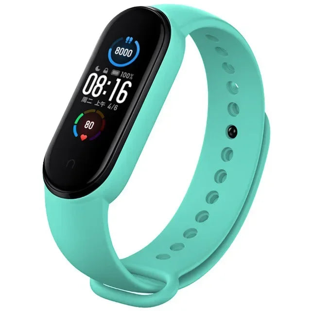 Watch Strap For Xiaomi Mi Band 7 6 5 4 3 Wristband Silicone Bracelet Wrist Straps MiBand 3/4 band5 band6 Smartwatch Accessories Qme Treasure Green Mi band 5 6 7