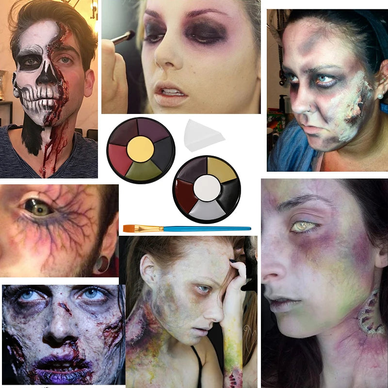 6 Colors Bruise Wheel SFX Face Paint Palette Oil Based Body Makeup Qme