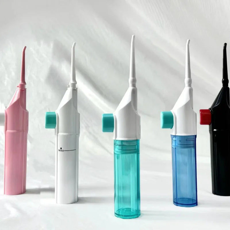 Manual Pressure Portable Dental Cleaner Water Jet Floss Tooth Pick Jet Tip Teeth Cleaning Dental Stone Remover Qme
