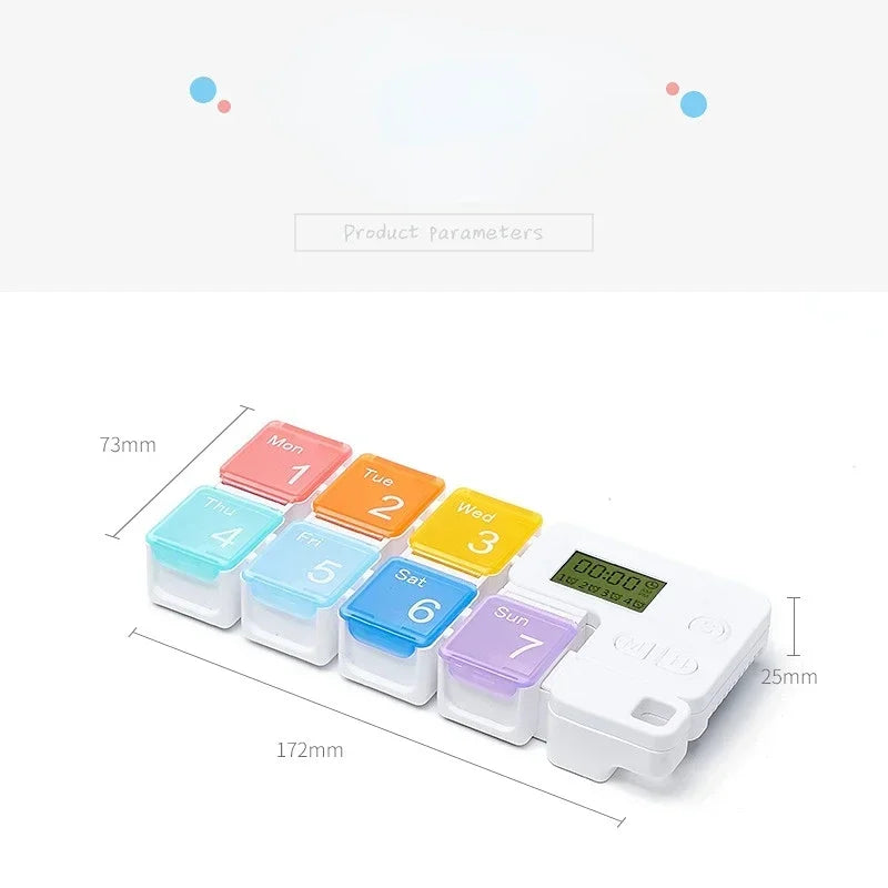 Automatic Light Pill Dispenser - Provides A Weekly Timer with Vibration and LED Reminders for The Elderly Qme