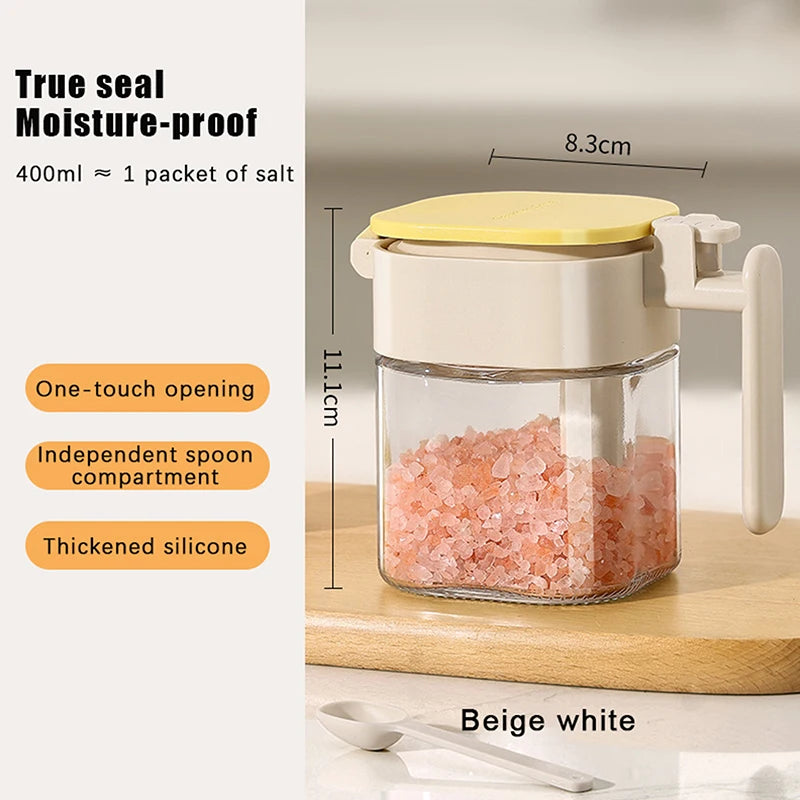 CC11Sealed Glass Seasoning Jar Moisture-proof Leak-proof Sugar Salt Qme yellow
