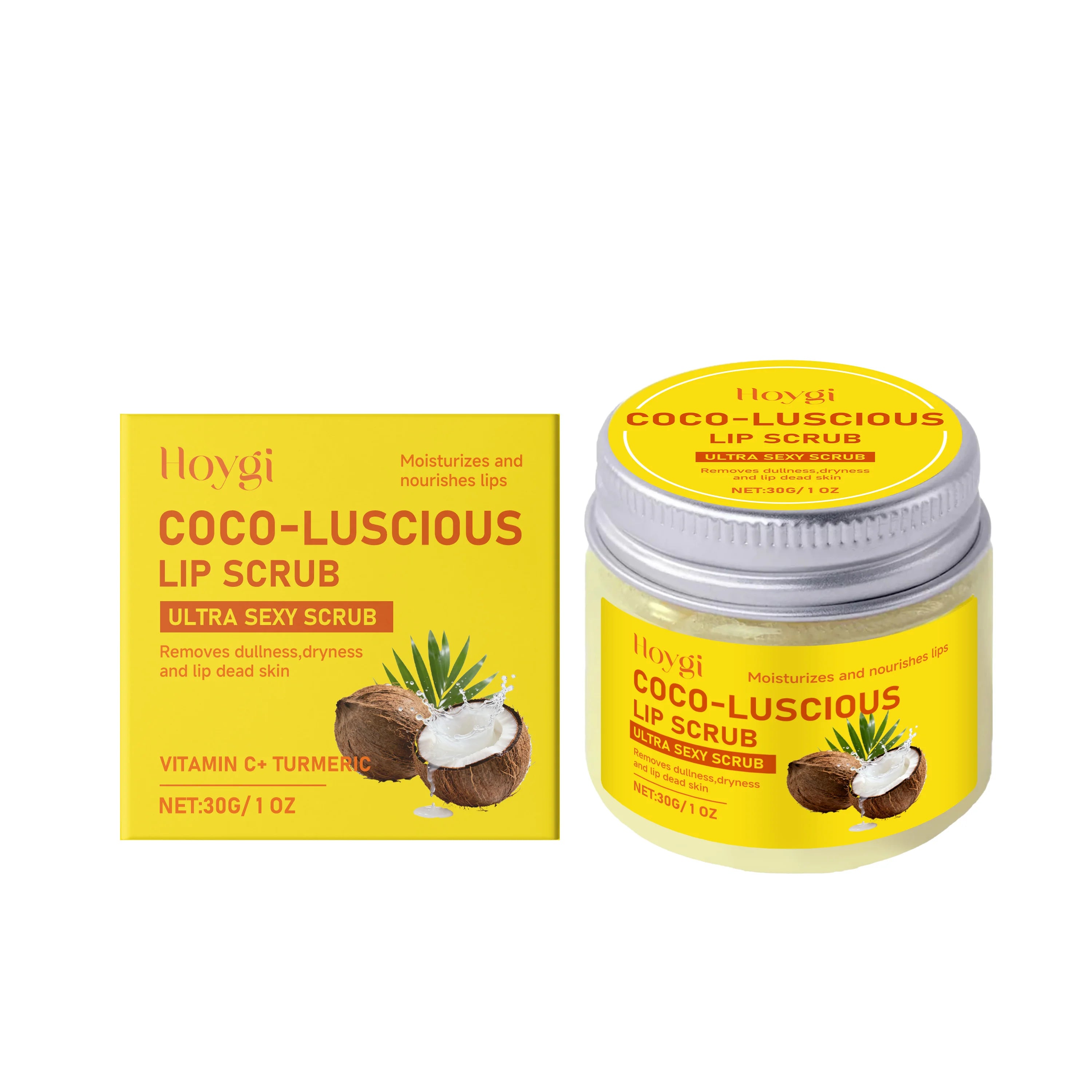 3-in-1 Lip Care Set Turmeric Nourishing Lip Balm Exfoliating Coconut Scrub & Hydrating Plumping Serum for Soft Smooth Lips Qme Lip Scrub
