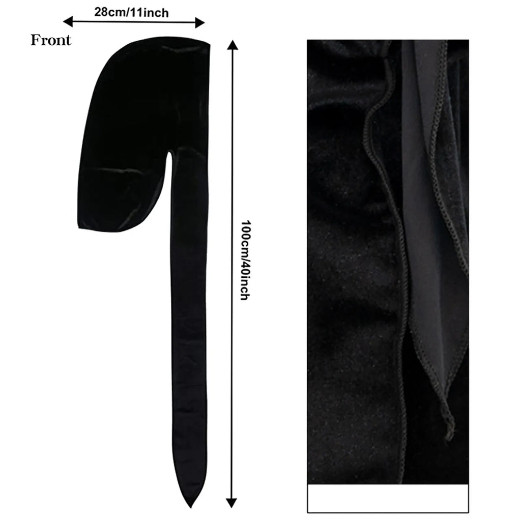 Men's Fashion Turbans Velvet Long Tail Braided Pirate Hat Outdoor Activity Personalized Bandana Turban Satin Elastic Headband Qme