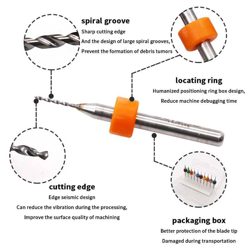 Multi Specification PCB Drill Bit Micro Bits Mini CNC Drilling Print Qme