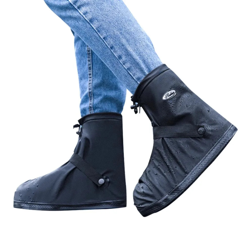 1Pair Waterproof Shoe Covers Black Anti-slip Reusable Motorcycle Qme