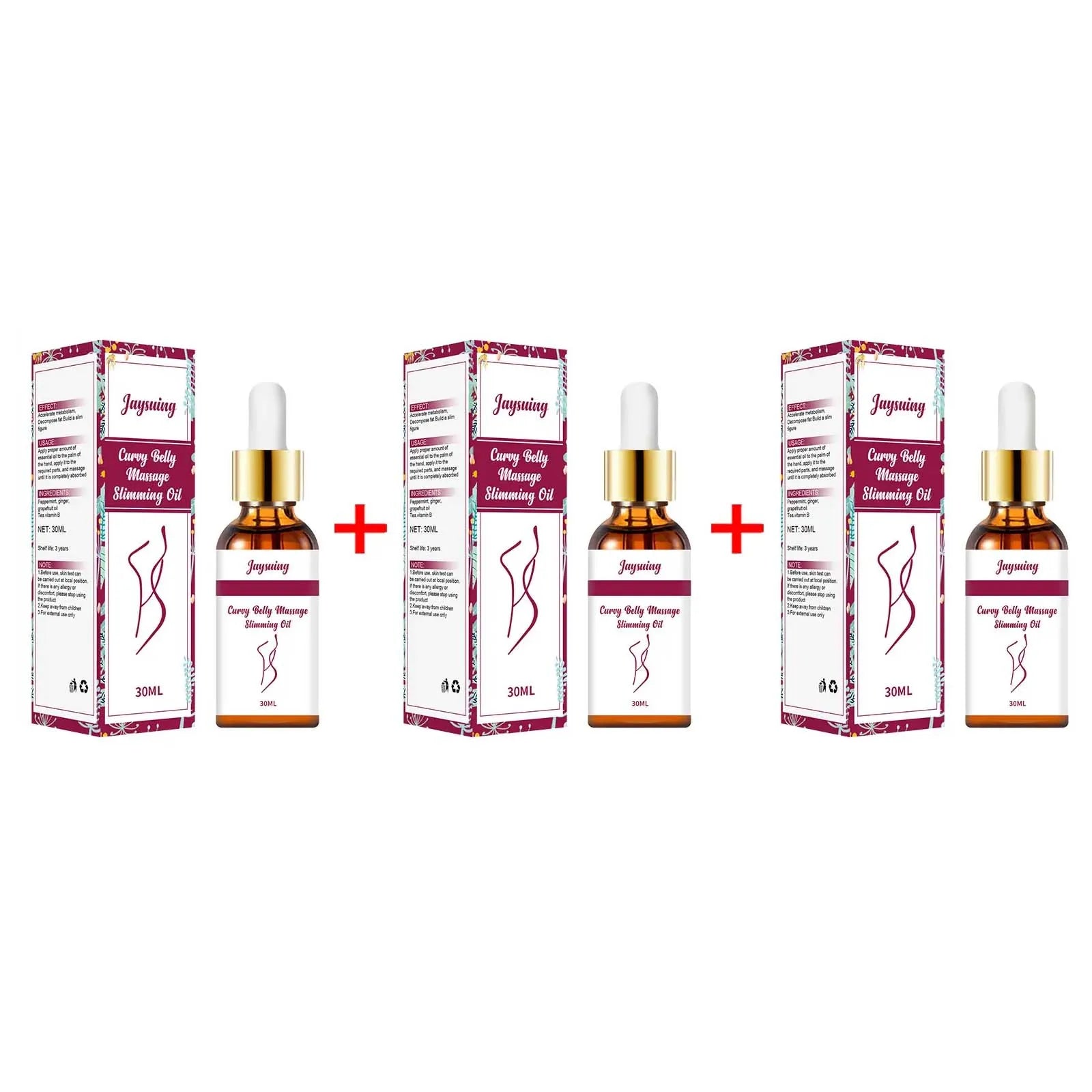 Body Care Oil Nourishing Firming Fat Burning Belly Waist Anti-Cellulite Relax Massage Shaping Tighten Weight Lose Slimming Oil Qme 3 x 30ml Boxed