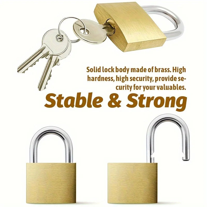 Mini Solid Brass Padlock Anti Rust Waterproof Small Lock with Keys for Drawer Luggage Suitcase Cabinet Gym Locker Toolbox Qme
