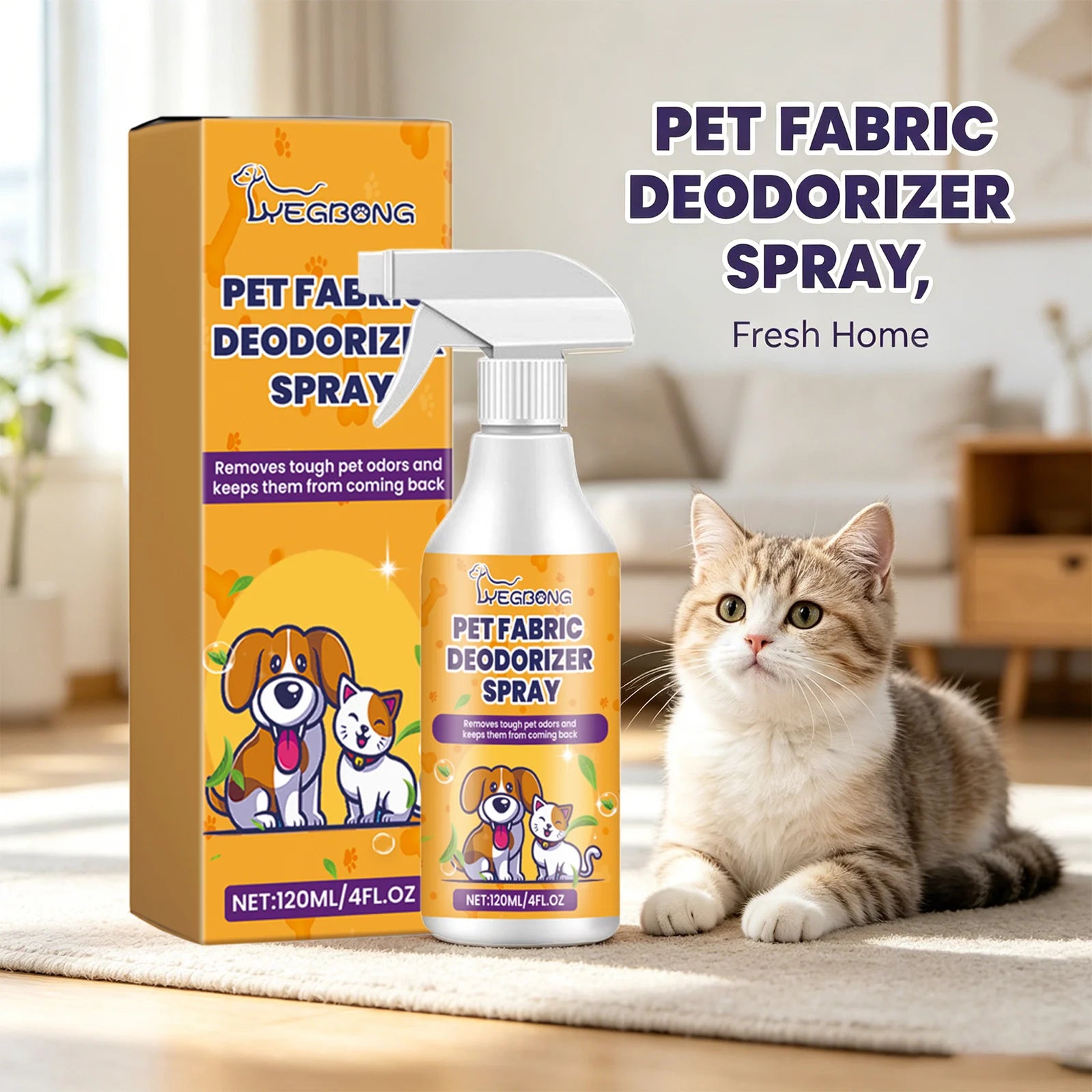 Pet Deodorizing Spray Removes Odors Freshens Air Long Lasting Fragrance Mild Ingredients Air Freshener & Pet Fabric Odor Remover Qme Default Title