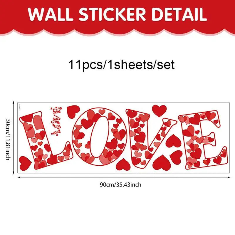 1pcs Valentine's Day Atmosphere Decorative Stickers,Heart-shaped Stickers For Glass Windows And Display Windows, Window Stickers Qme A5