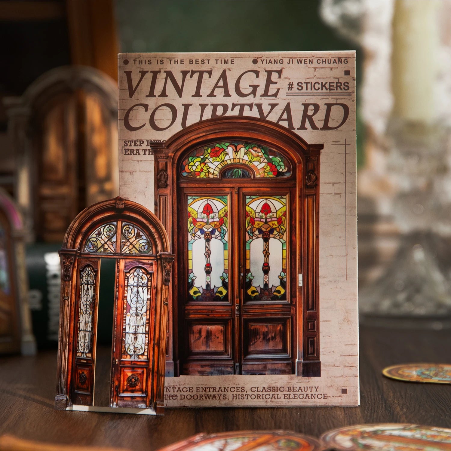 Vintage Door Frame Sticker Pack 10 Sheets/Bag Scrapbook Stationery DIY Journal Phone Case Notebook Decoration Qme