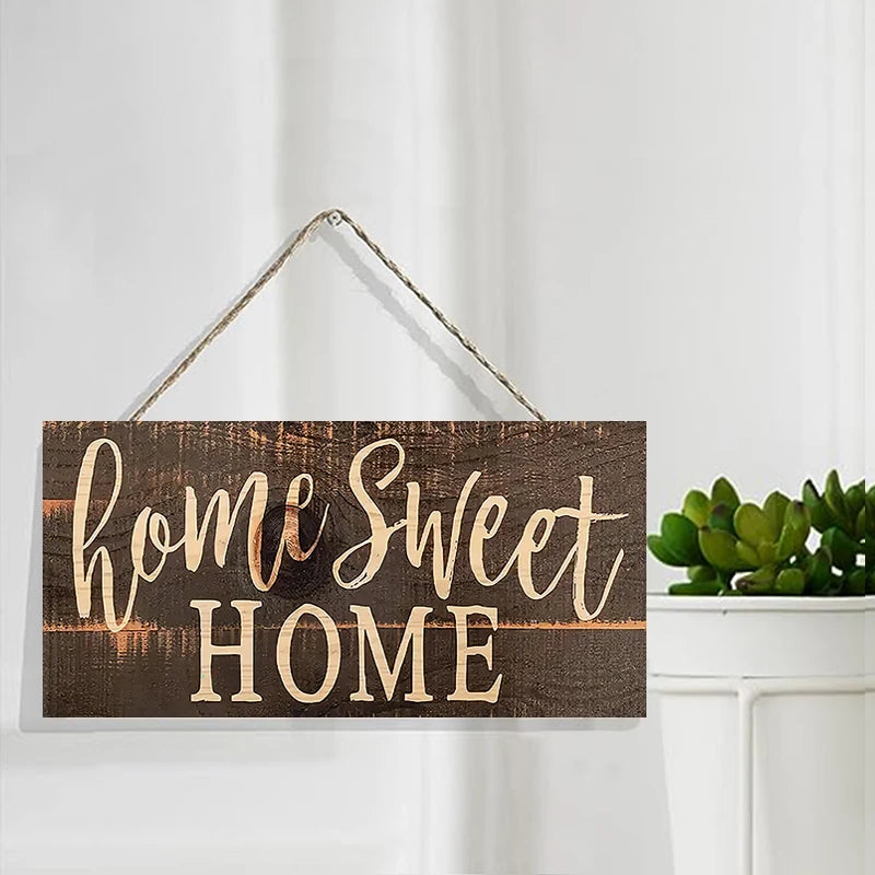 Rustic Home Sweet Wall Hanging Decor Wood Art Plaques Sign Door Sign for Home Living Room Front Door Decor Qme