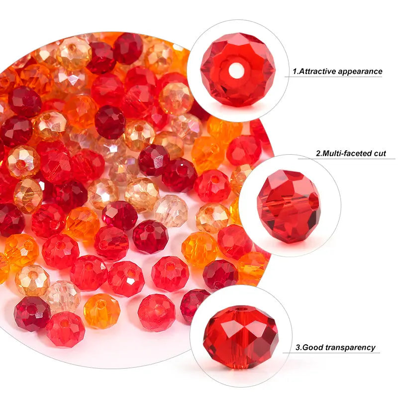 3*4mm 4*6mm Rondelle Faceted Loose Spacer Glass Beads Crystal Round Beads for Jewelry Making DIY Necklace Bracelet Accessories Qme