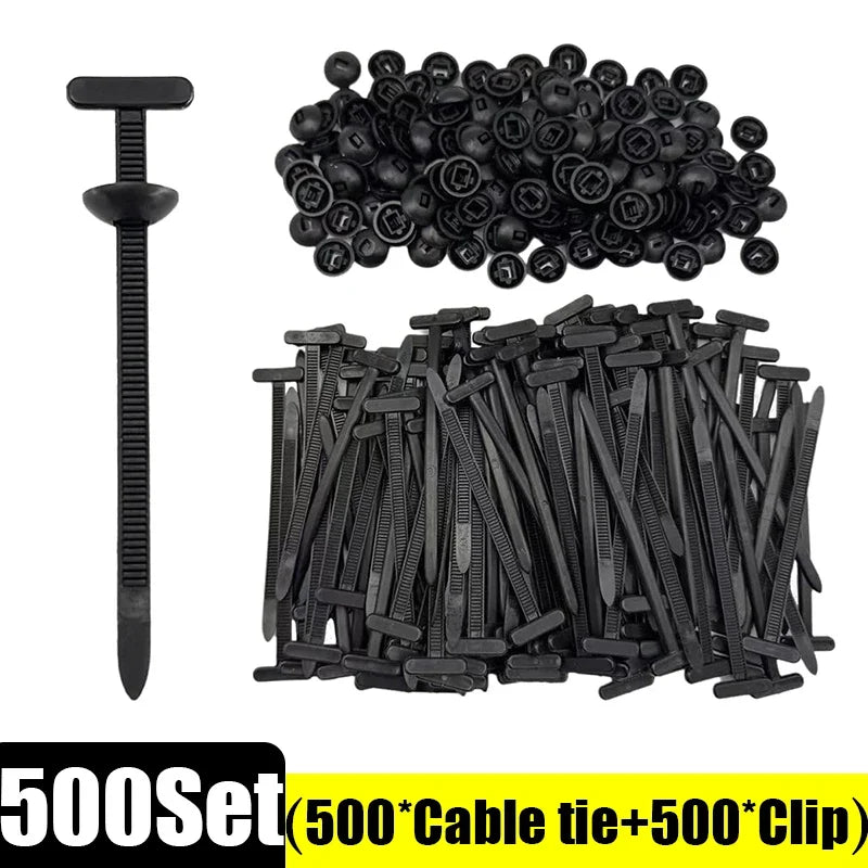 Nylon Cable Ties Buckle Auto Fastener Screw Replacement Clip Car Fenders Trunk Engine Guard Panel Wire Management Tool Organizer Qme 500set- (1000pcs)