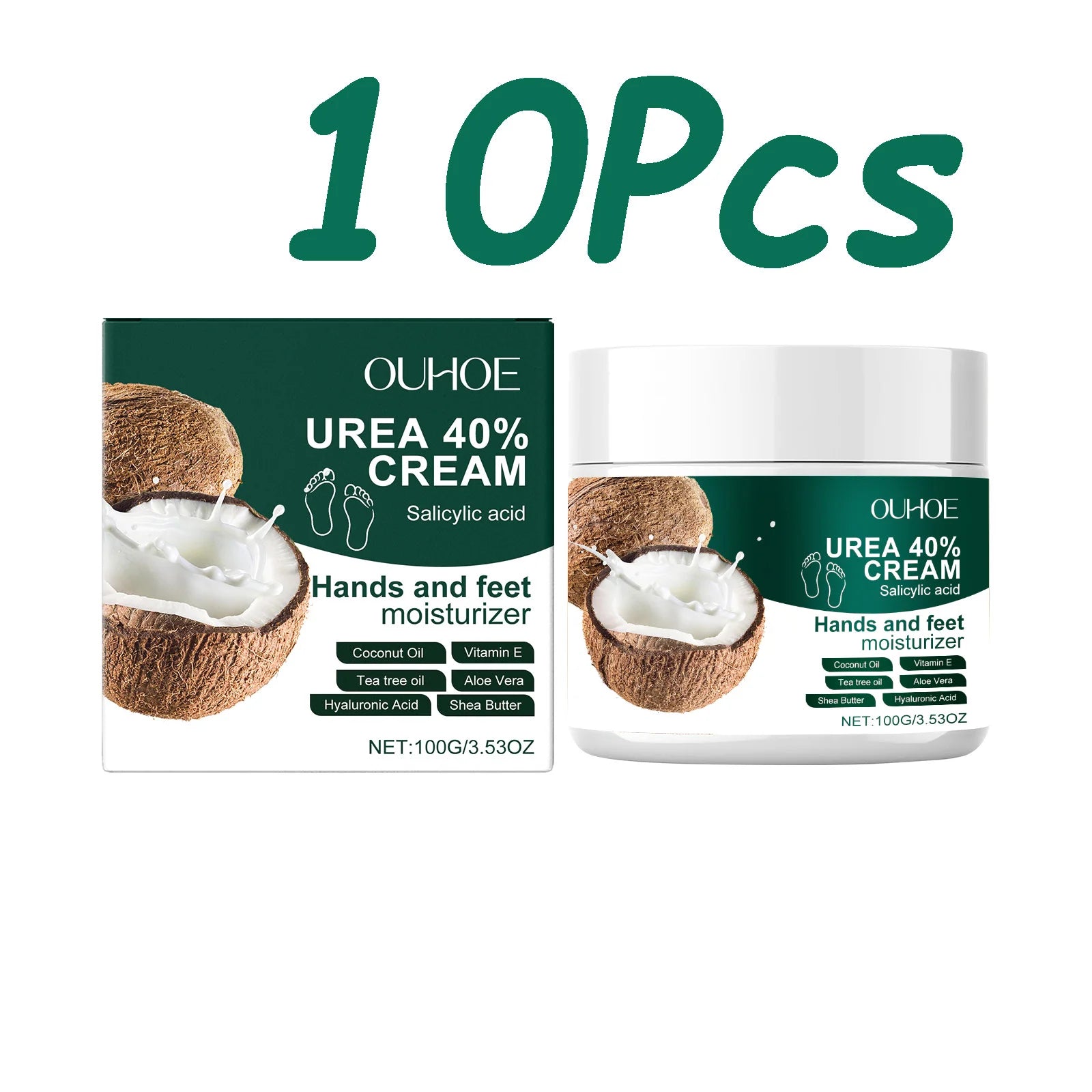 Urea 40% Cream Salicylic Acid Hand Foot Cream for Cracked Heels & Dry Skin Moisturizing Hydrating Callus Remover Smooth Skin Qme 10 x 100g Boxed