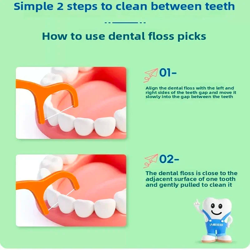 Childrens Dental Floss Barrel Colored Children Supports Dent Teeth Qme